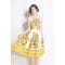 'Vintage Sleeveless Waist-Cinching Floral' Midi Kleid für Damen