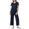 '2-Pc. Short-Sleeve T-Shirt & Wide-Leg Cropped Pants Pajama Set' für Damen