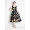 'Vintage Floral High-Waisted Spaghetti Strap' Kleid für Damen